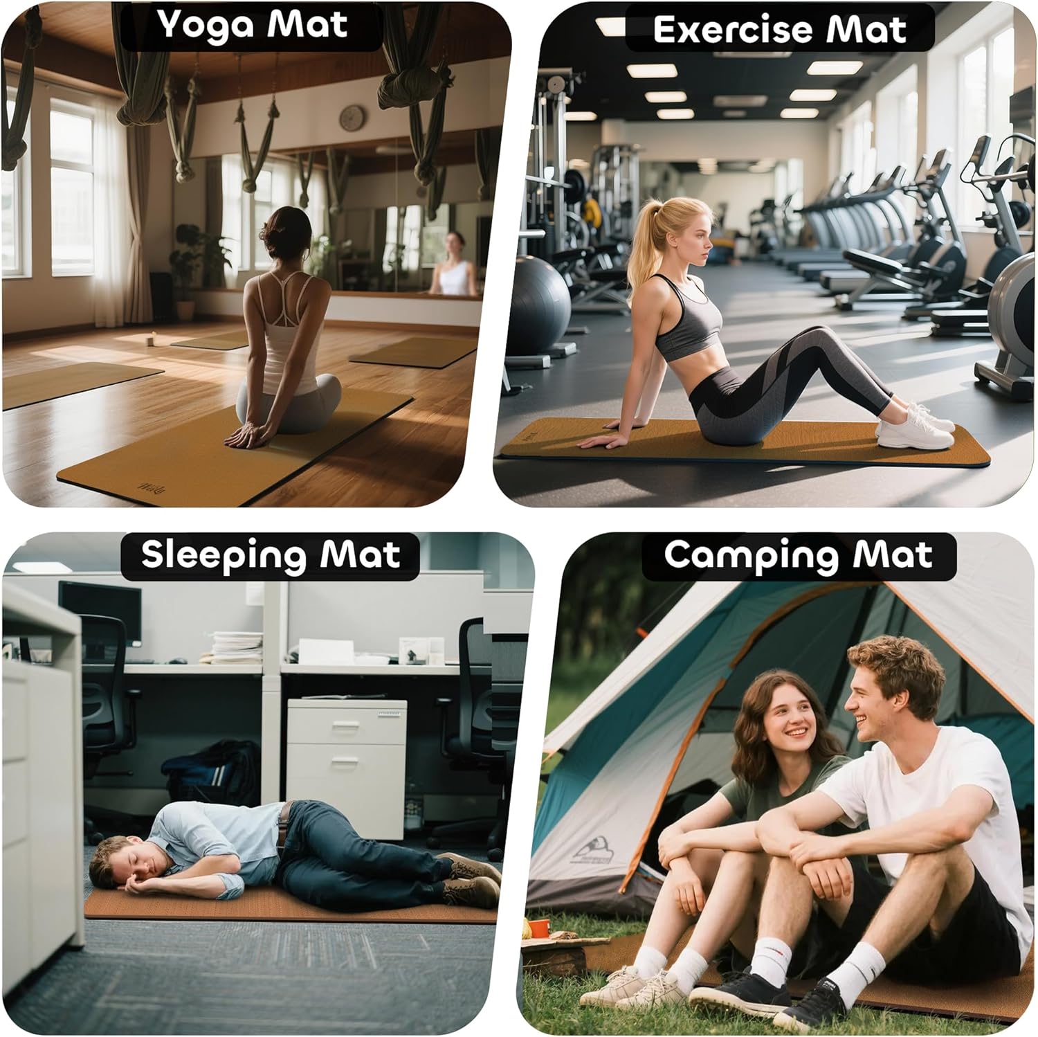 Non-slip TPE Yoga Mat for Women & Men,72"x24" Double-Sided Workout Mat for Home Gym Pilates Fitness,1/4 Inch Packable Lightweight Exercise Mat with Strap for Travel,Non Toxic Exercise Floor Mat - Image 7