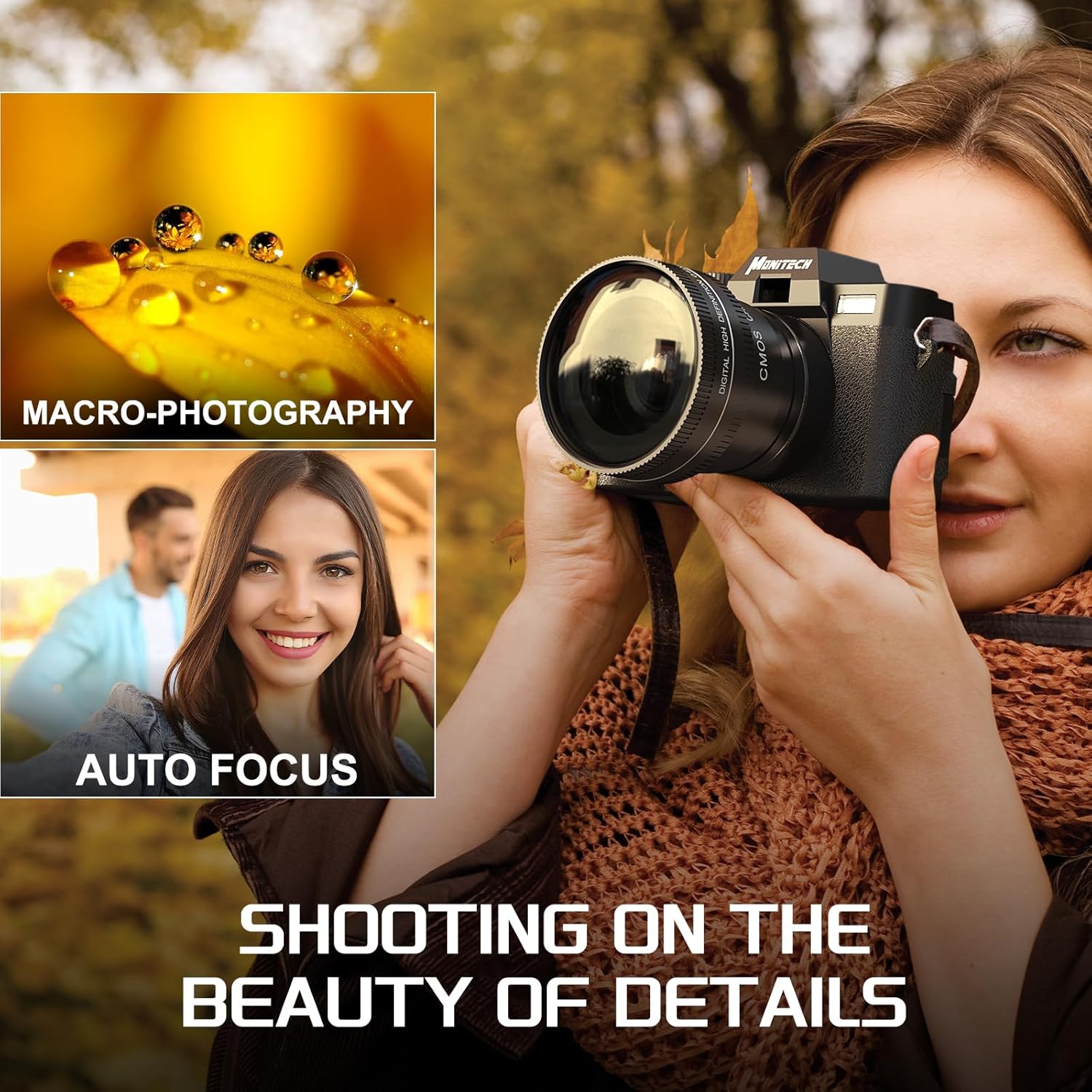 5K Digital Camera, 48MP Cameras for Photography, Vlogging Camera for YouTube with 180° Flip Screen,16X Digital Zoom,52mm Wide Angle & Macro Lens, 2 Batteries, 32GB TF Card - Image 5