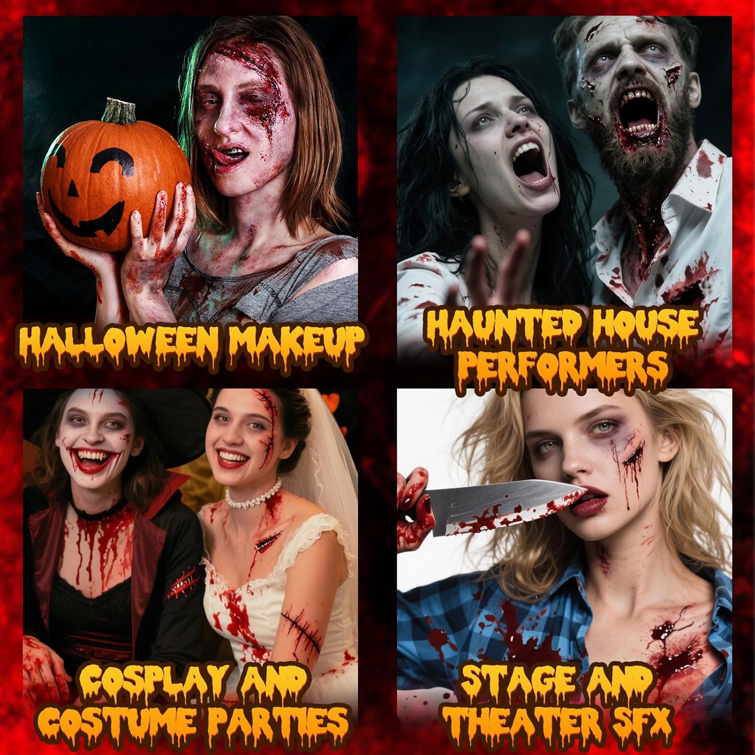 Halloween Fake Blood SFX Makeup Kit – Fake Blood Spray, Dripping Blood, Coagulated Gel, 4 Wound Tattoos, Blood Capsules, Cleaner Soap – Realistic, Washable Makeup for Zombie/Vampire/Monster - Image 7