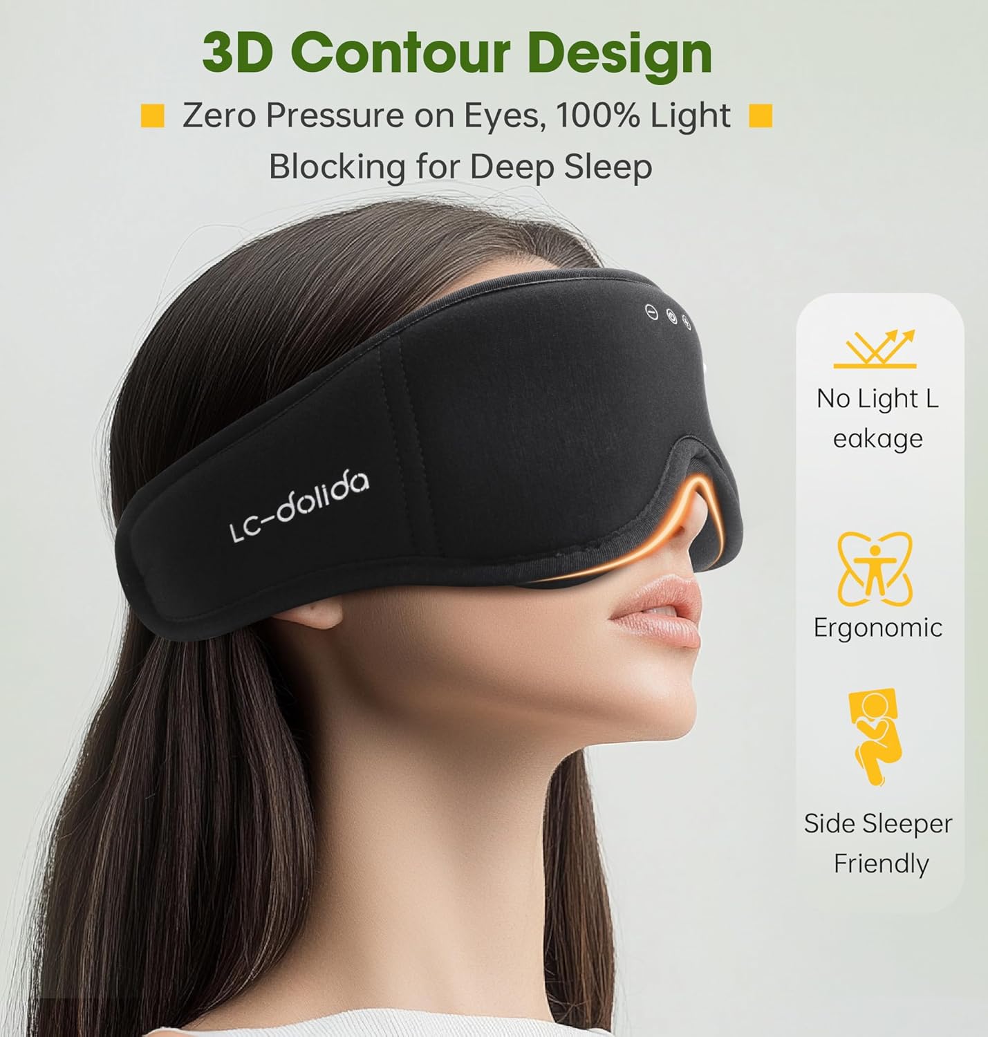 BambooCotton 3D Bluetooth Sleep Mask, LC-dolida 2025 New Sleep Headphones, Wireless Comfort, Sustainable Luxury for Better Sleep - Image 3