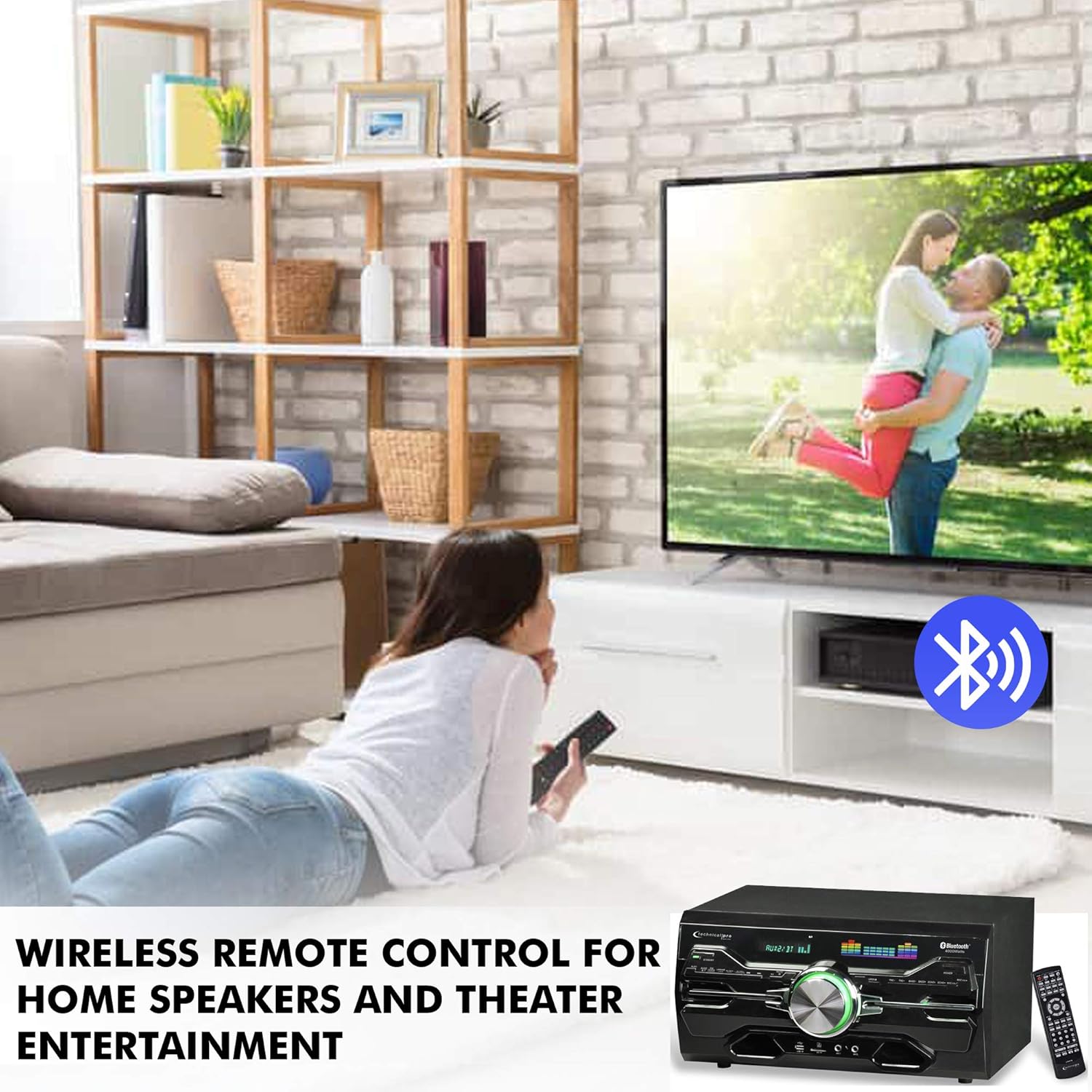 Technical Pro 4000 Watts Professional Bluetooth Home Audio Receiver w/Built-in DVD Player, Dual 1/4'' Mic and USB SD Inputs, Volume and Echo Controls, Remote Included, for Karaoke, Parties and More - Image 7