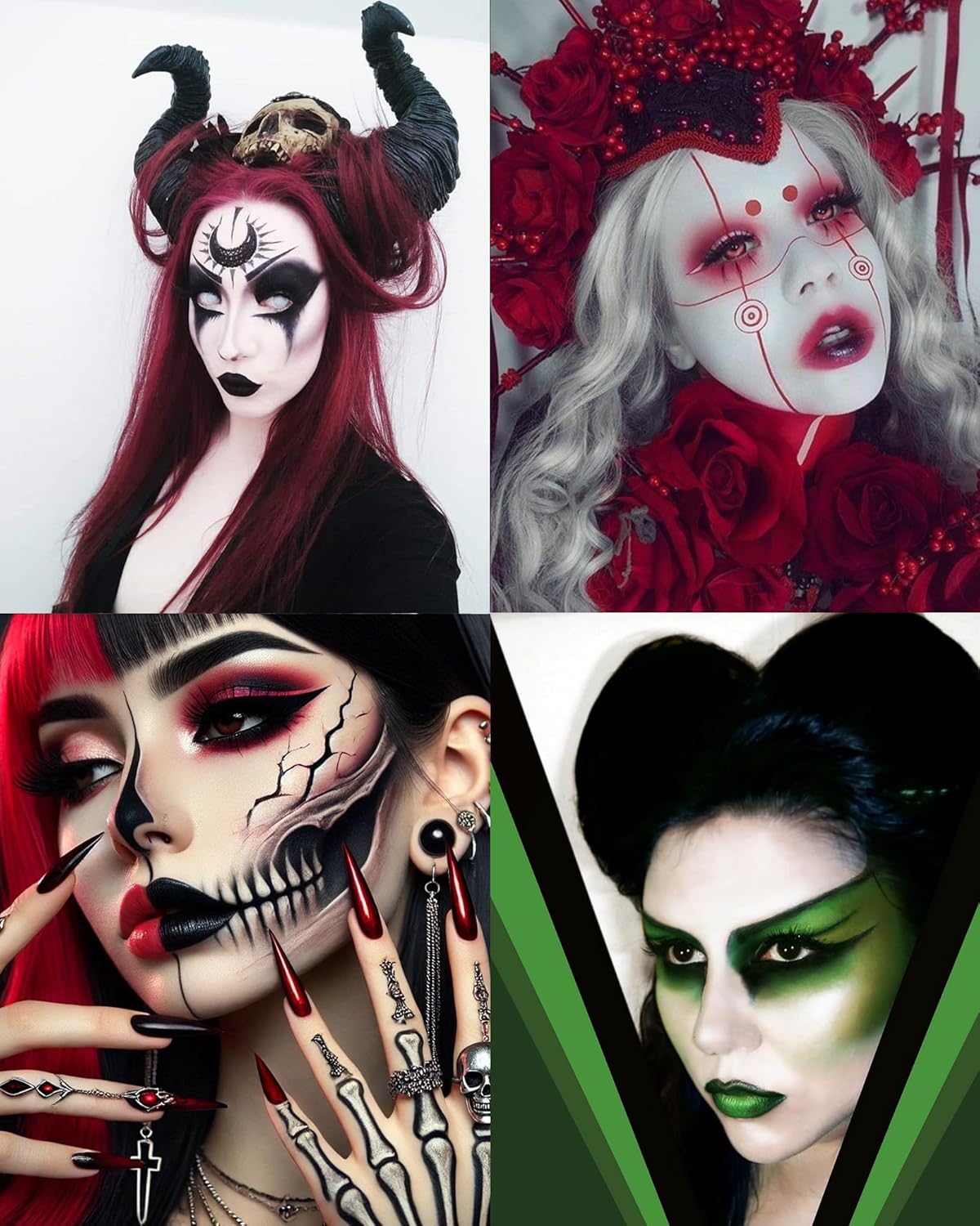 Black White Makeup Palette - Goth Makeup Pressed Powder Eyeshadow Compact, Matte Smokey Face Paint for Women Girl, Halloween Skeleton Cosplay & Gothic Costume | High Pigment,Waterproof,Intense - Image 7