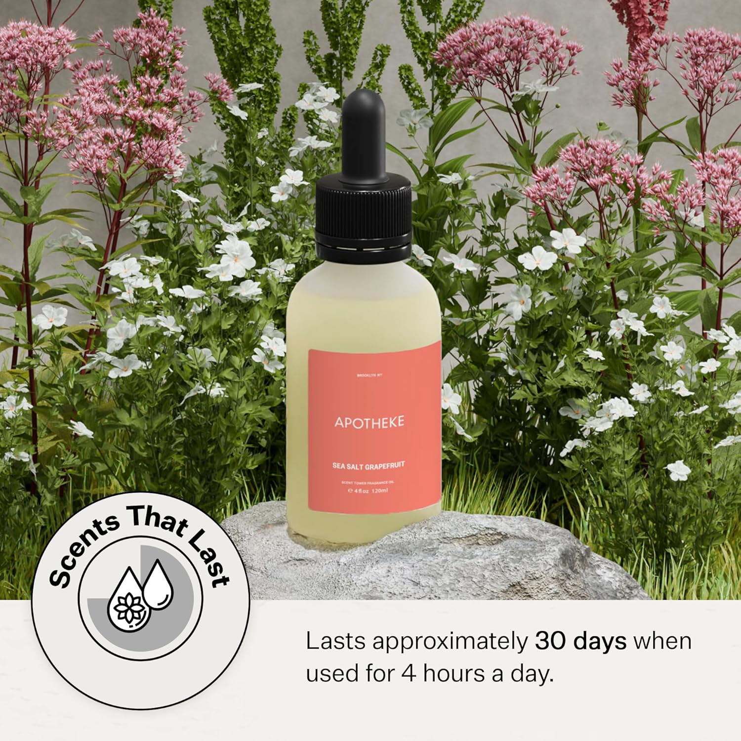 Apotheke Scent Tower Aromatherapy Diffuser Fragrance Refill, Sea Salt Grapefruit (30 ml) - Long-Lasting Perfume-Grade Essential Oil for Clean & Fresh Home, Office, Hotel & Large Rooms - Image 4