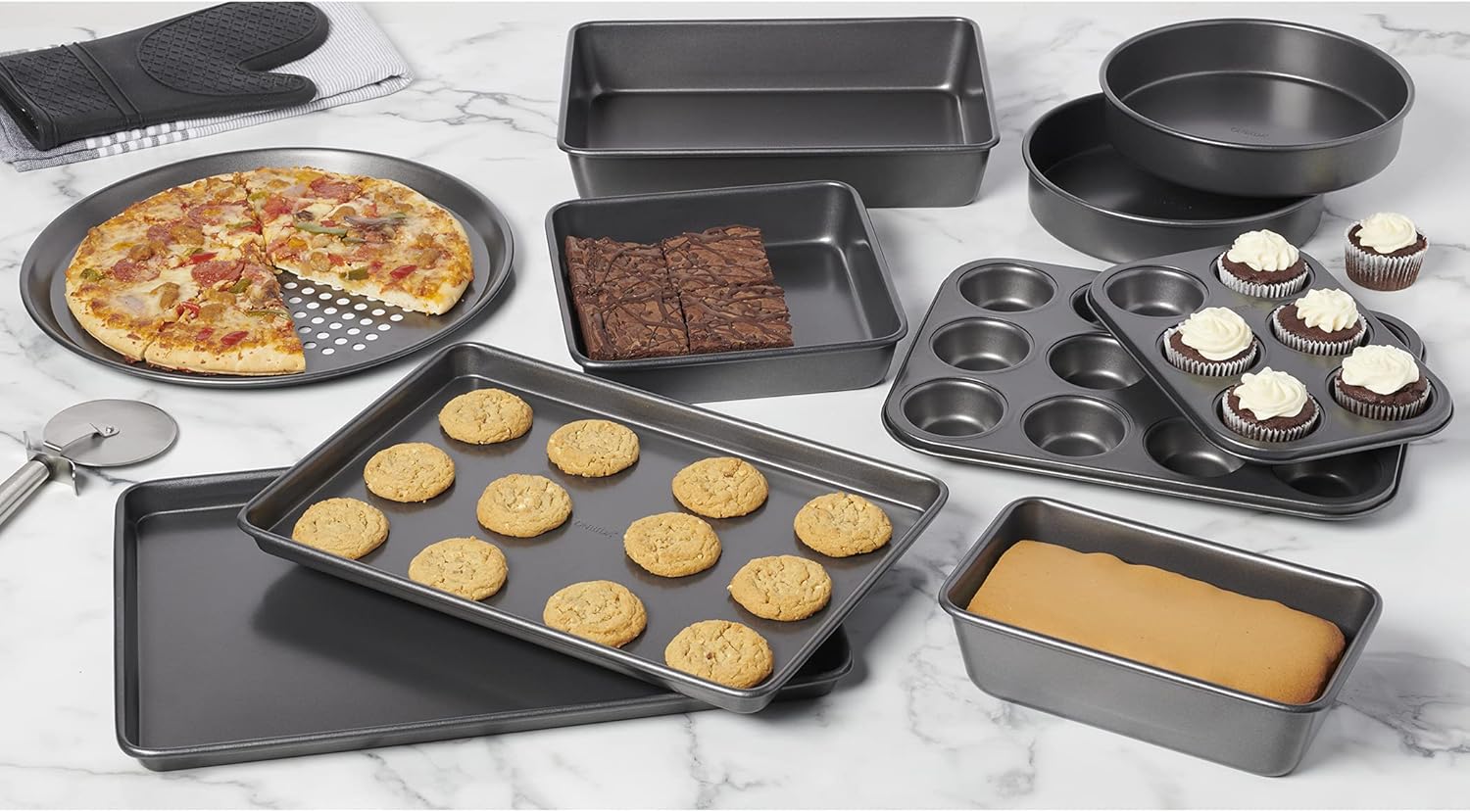 Oneida Select 10 Piece Nonstick Metal Bakeware Set, High-Performance & Dishwasher Safe,Silver - Image 2
