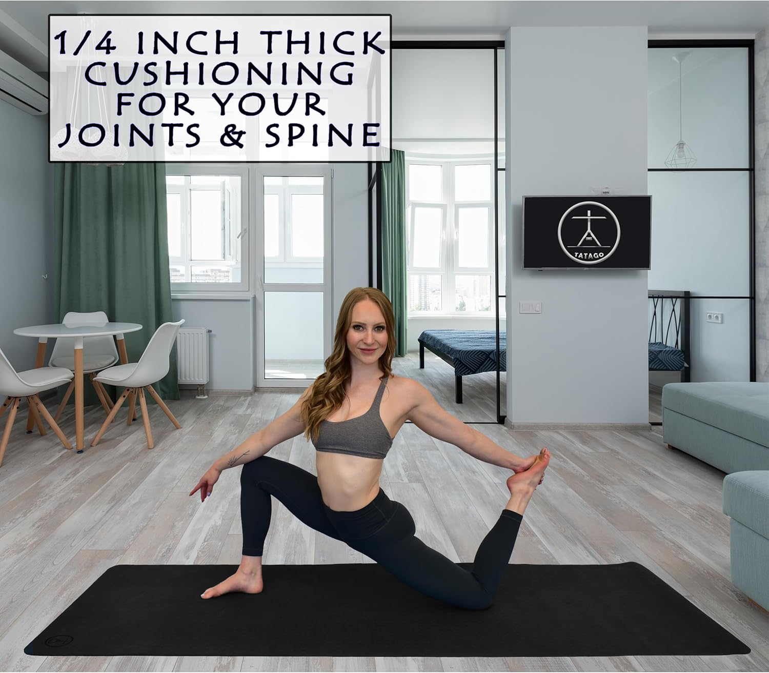 Tatago Extra Thick Yoga Mat Wide & XL-Our 10mm Extra Large Yoga Mat Thick Extra Wide And Long For Total Joint Cushioning. A Large Exercise Mat Thick And Perfect For Home Workout Pilates Or Studio. - Image 3