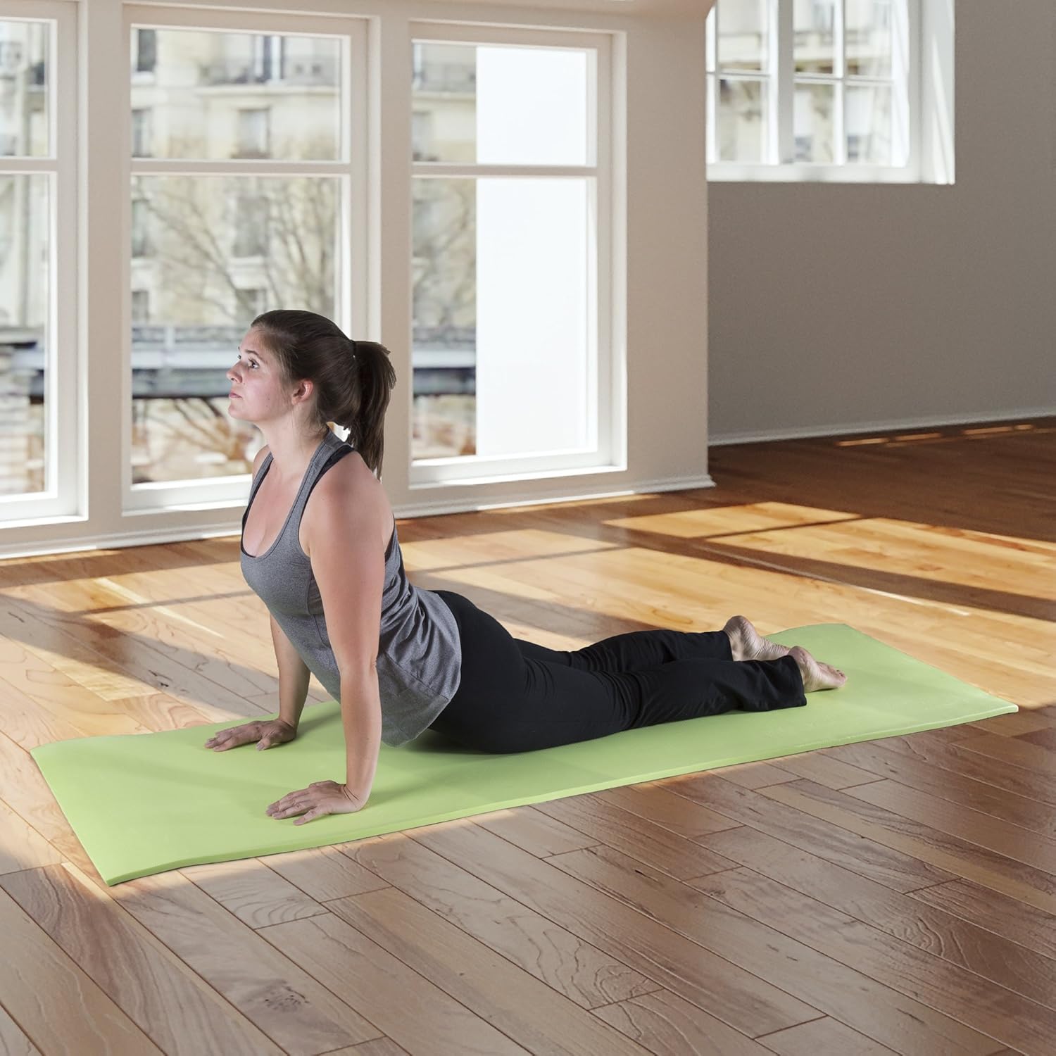 Thick Yoga Mat - Double Sided 1/2-Inch Workout Mat - 72x24-Inch Exercise Mat for Home Gym Fitness or Pilates with Carrying Strap by Wakeman - Image 2