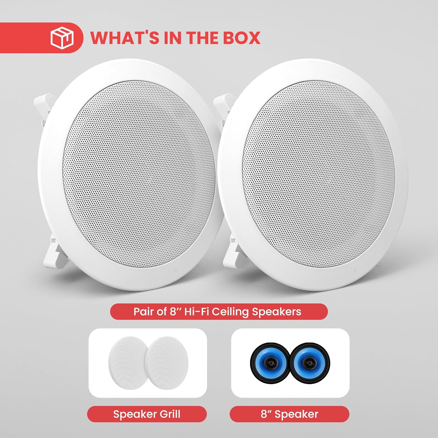 Pyle Home 2-Way In-Wall In-Ceiling Speaker System - Dual 8 Inch 300W Pair of Ceiling Wall Flush Mount Speakers w/ 1" Silk Dome Tweeter, Adjustable Treble Control - For Home Theater Entertainment PIC8E - Image 6