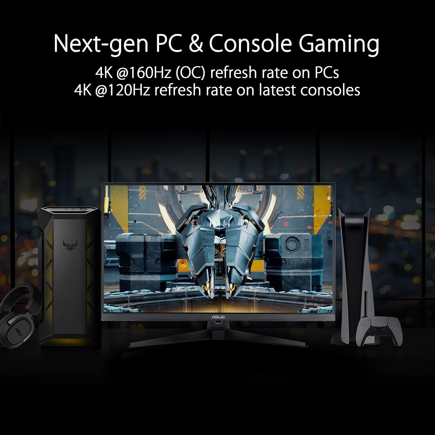 ASUS TUF Gaming 32” (31.5” viewable) 4K HDR DSC Gaming Monitor (VG32UQA1A) - UHD (3840 x 2160), 160Hz, 1ms, Extreme Low Motion Blur Sync, Freesync Premium, HDMI2.1, Speakers, 120% sRGB, DisplayHDR 400 - Image 2