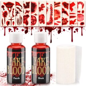 Fake Blood Halloween Makeup Kit With Waterproof Scar Wound Tattoo Stickers (13 Pieces)