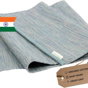 Yogasana Organic Cotton Yoga Mat – Non Slip Hand-Woven Foldable Yoga Rug Provides Excellent Comfort, Traction & Support – Travel Extra Thick Yoga Mats for Indoor & Outdoor Use – 24 x 72 Inches