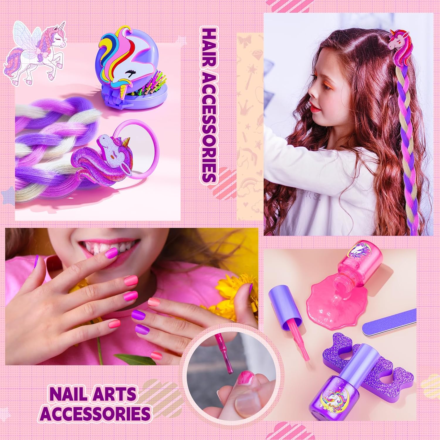 Kids Makeup Kit for Girl - Girls Makeup Kit Toys with Flying Horse Storage Case, Kids Play Makeup Set for Christmas Birthday Gift 3-12 Years Old - Image 5