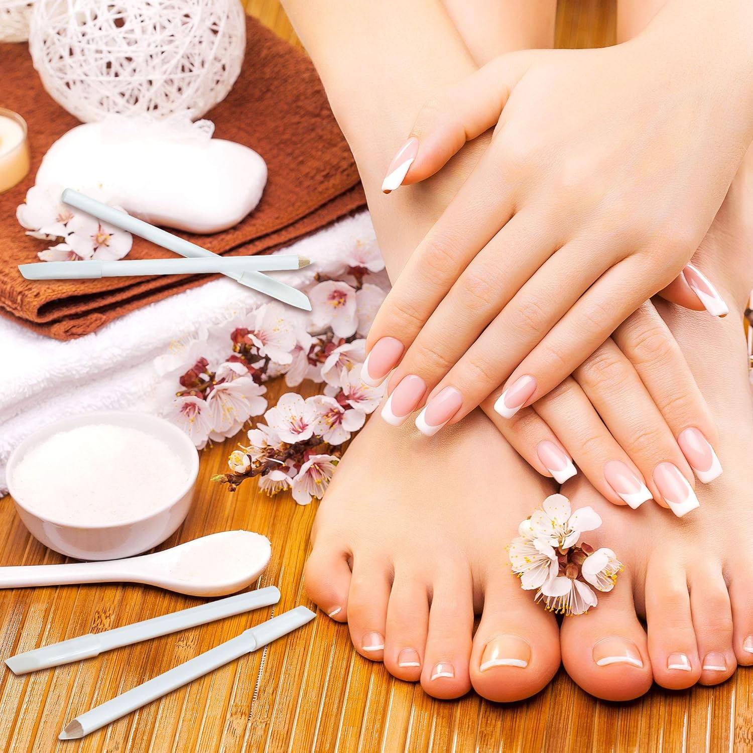 Maitys 1 Piece Nail Whitening Pencil 2-in-1 White Nail Pencil DIY Design Manicure with Cuticle Pusher - Image 5