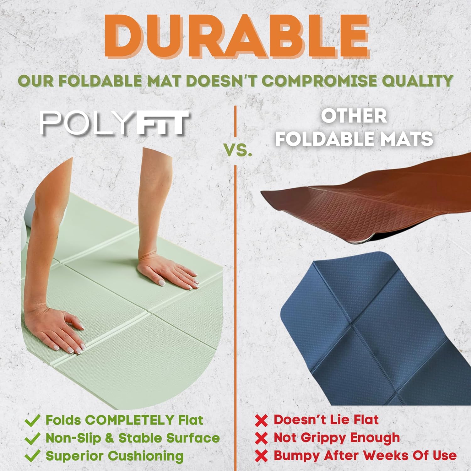Polyfit Foldable Yoga Mat for Travel and Home Workouts - 7mm Thick - Lightweight, Packable, and Easy to Store - Folding Workout Mat for Women & Men - For Stretching, Yoga & Pilates - Image 4