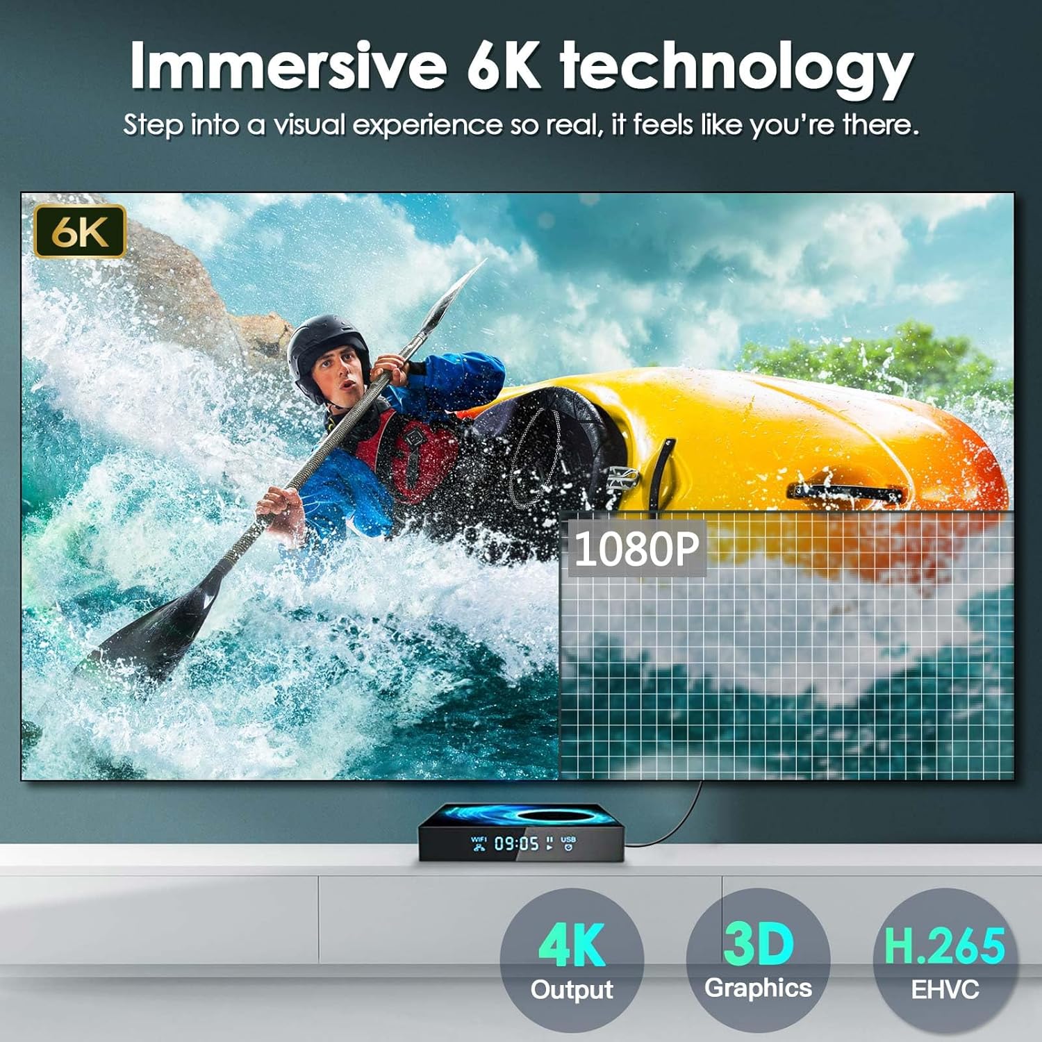 Android TV Box 4GB RAM 128GB ROM, 2025 Android TV Box 10.0 with Max Storage, 4K 6K Smart Box Allwinner H616 3D H.265 2.4G/5G Dual-Band Wi-Fi Bluetooth 100M Ethernet Smart Box for TV - Image 5