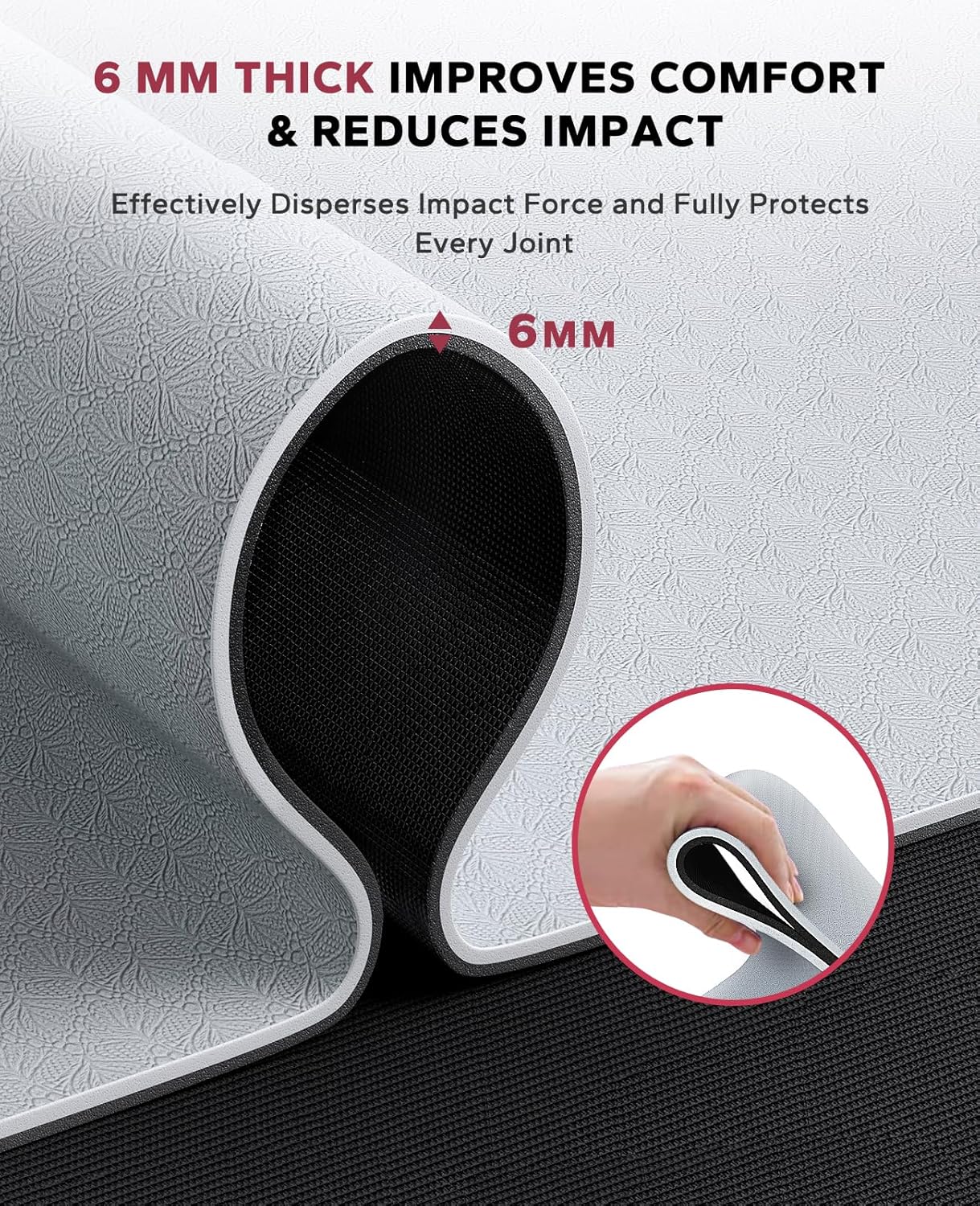 HAPBEAR Large Yoga Mat - 72"x36"x6mm (1/4 inch), Extra Wide Non-Slip Exercise Mat for Home Workout, Yoga, Pilates & Stretching, Durable & Eco-Friendly, Includes Bonus Resistance Bands & Carry Bag - Image 5