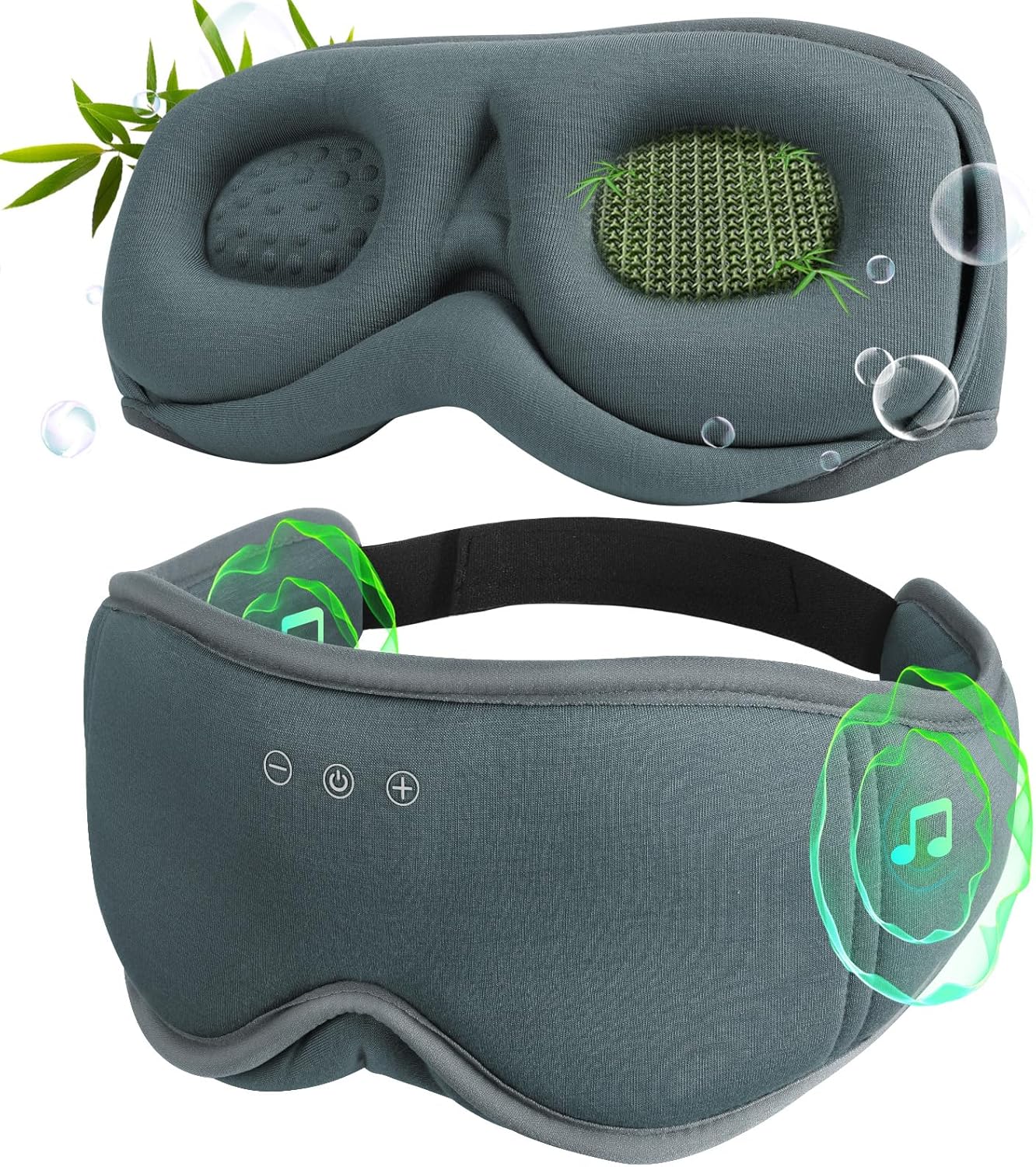 Sleep Mask with Headphones Bluetooth 5.4,LC-dolida 2025 New 3D Bluetooth Sleep Mask Headphones with Soft Bamboo Cotton for Side Sleepers Women Men, Sustainable Luxury for Better Sleep