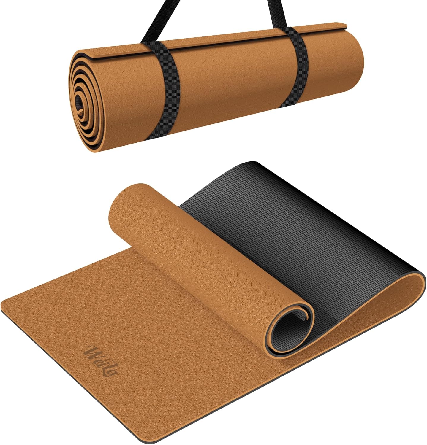 Non-slip TPE Yoga Mat for Women & Men,72"x24" Double-Sided Workout Mat for Home Gym Pilates Fitness,1/4 Inch Packable Lightweight Exercise Mat with Strap for Travel,Non Toxic Exercise Floor Mat