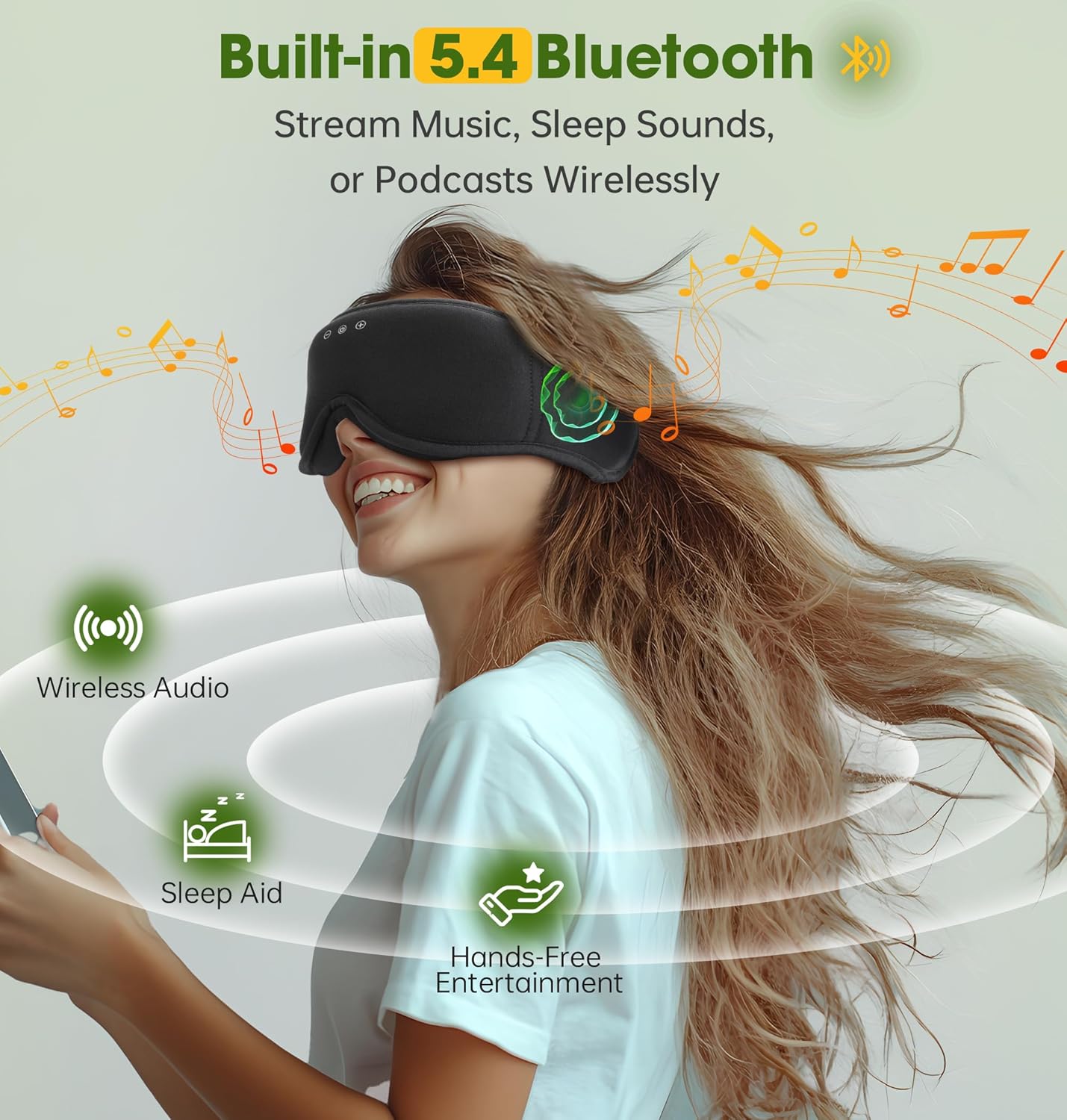 BambooCotton 3D Bluetooth Sleep Mask, LC-dolida 2025 New Sleep Headphones, Wireless Comfort, Sustainable Luxury for Better Sleep - Image 4
