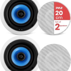 Pyle Home 2-Way In-Wall In-Ceiling Speaker System – Dual 8 Inch 300W Pair of Ceiling Wall Flush Mount Speakers w/ 1″ Silk Dome Tweeter, Adjustable Treble Control – For Home Theater Entertainment PIC8E