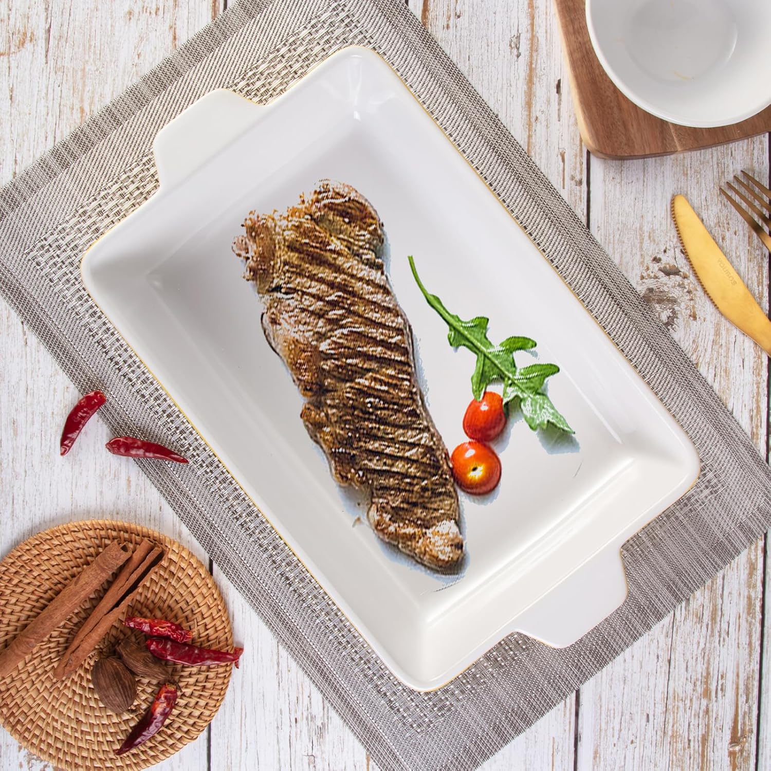 GarveeHome Baking Dishes Set of 3, Ceramic Bakeware Set with Handles, Porcelain Baking Pan Casserole Dishes for Oven and Microwave, Deep Lasagna Pan for Baking, Cooking, Wedding Gift - Yellow - Image 7