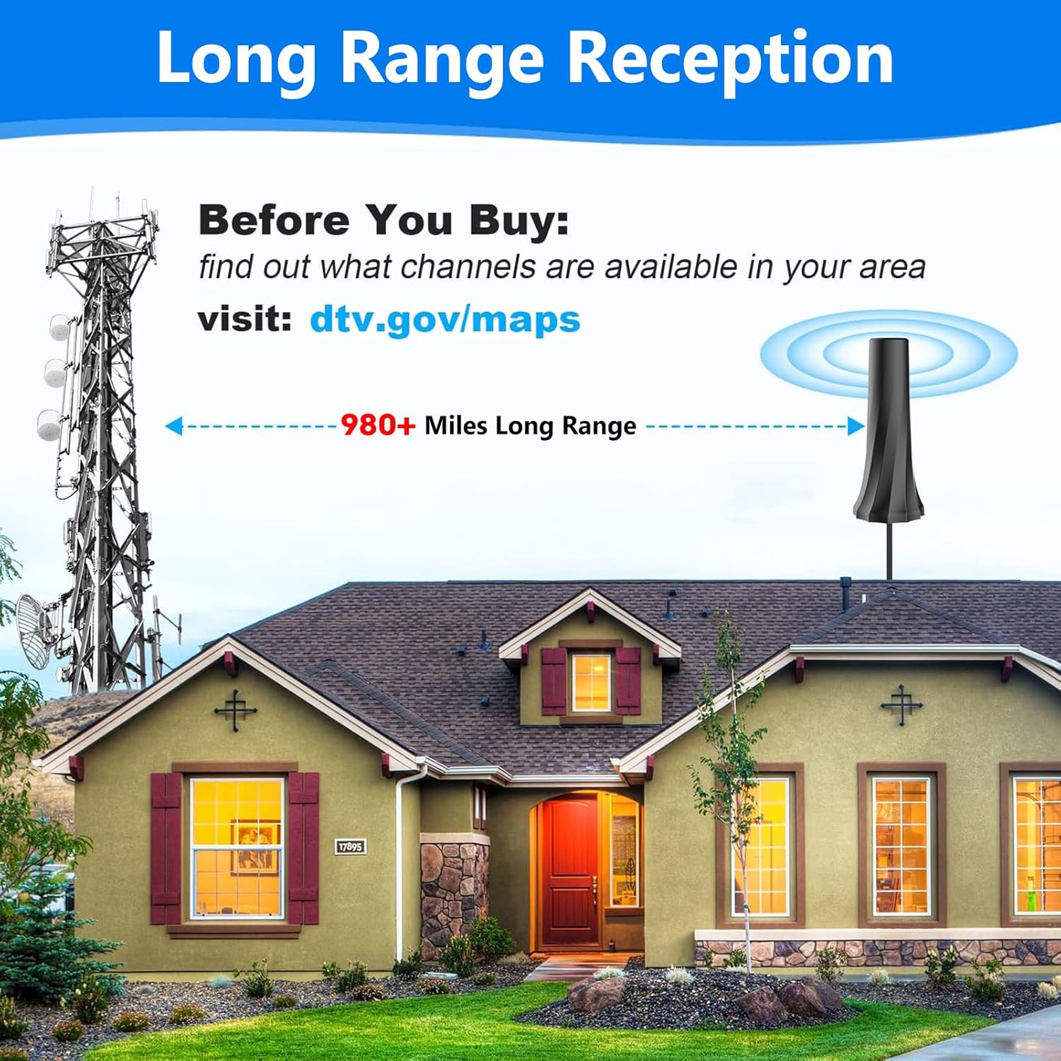 2025 TV Antenna,Antenna for Smart TV with 360° Signal Booster Reception,HD Antenna for Local Channels 2500+ Miles Range,Digital Antenna Indoor Supports 4K 8K 1080p TVs-Portable Antena 25FT Coax Cable - Image 5