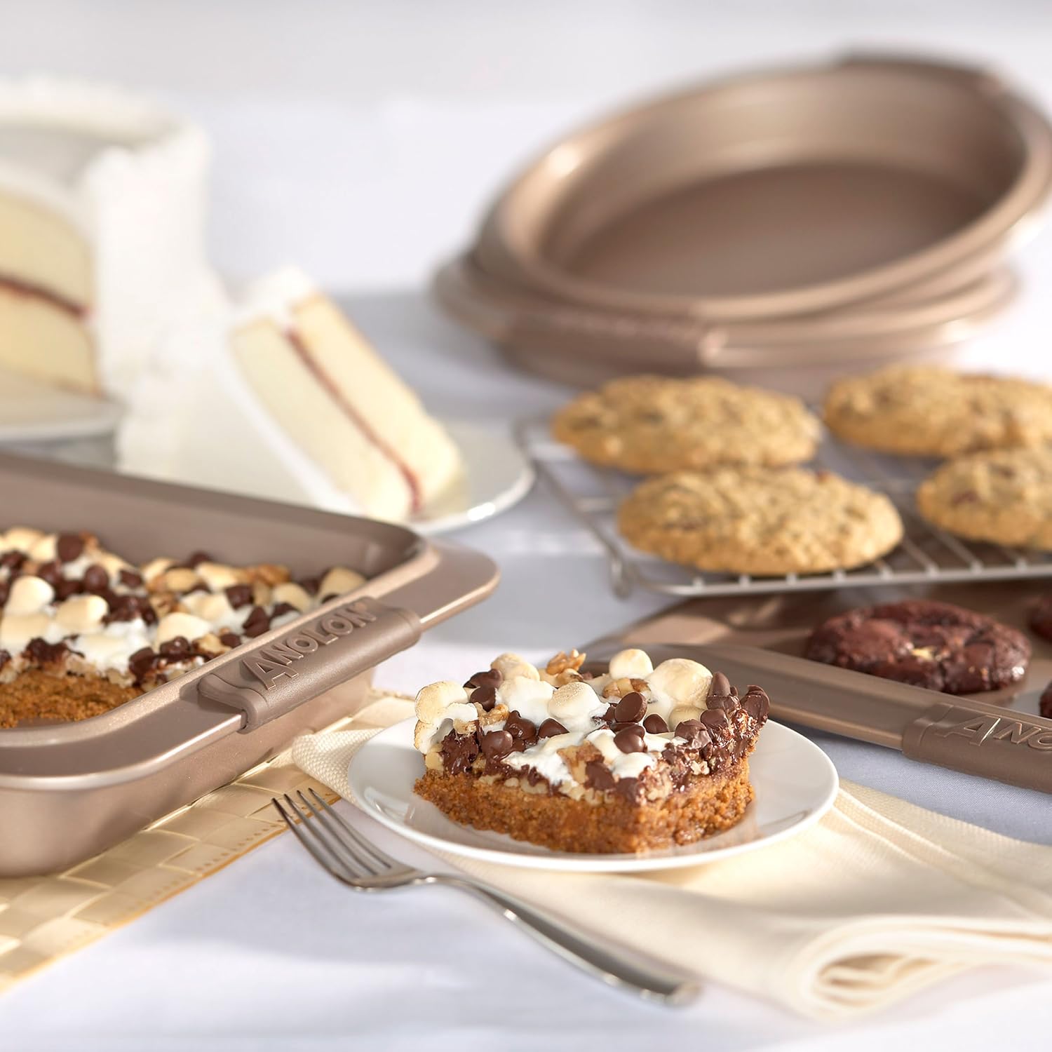 Anolon Advanced Nonstick Bakeware Set / Baking Pans with Grips - 5 Piece, Brown - Image 2