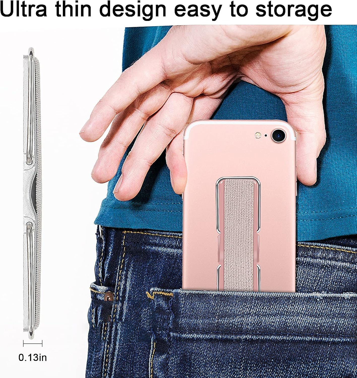 Phone Strap, CISID 4 Pcs Phone Finger Holder Back of Phone Grip with Stand Suitable for iPhone Samsung and Most Smartphones(Black Black Silver Rose Gold 4PCS) - Image 4