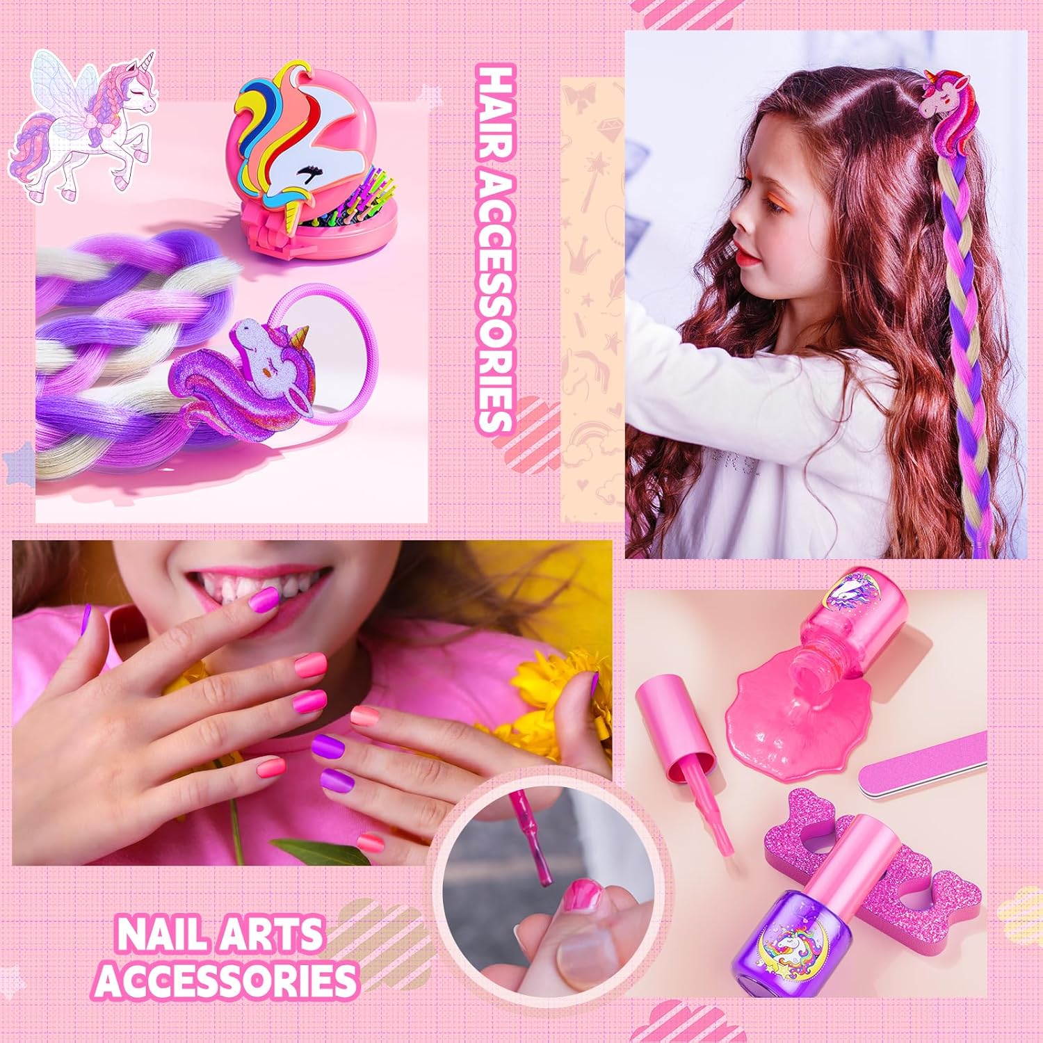 Kids Makeup Kit for Girl - Girls Makeup Kit Toys with Flying Horse Storage Case, Kids Play Makeup Set for Christmas Birthday Gift 3 4 5 6 8 10 11 12+ Years Old - Image 5