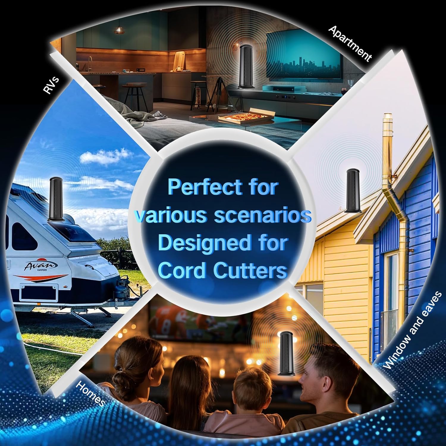 2025 Upgraded TV Antenna Up 2800+ Miles Range, Digital Best Antenna for Smart Tv Indoor/Outdoor 4k Local Channels, Amplified HDTV Antenna Long Range with Amplifier Signal Booster/Thic Cable (Large-X) - Image 5