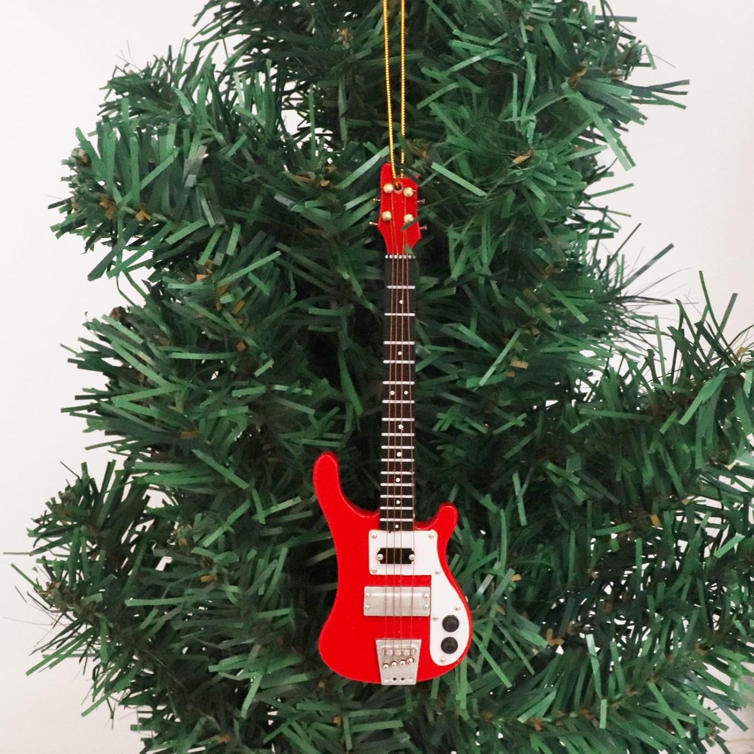5.51" Wooden String Miniature Electric Bass Guitar Hanging Ornament Mini Musical Instrument Replica Music Birthday Gifts Holiday Tree Home Decoration Display Ornament Model (5.51) - Image 2