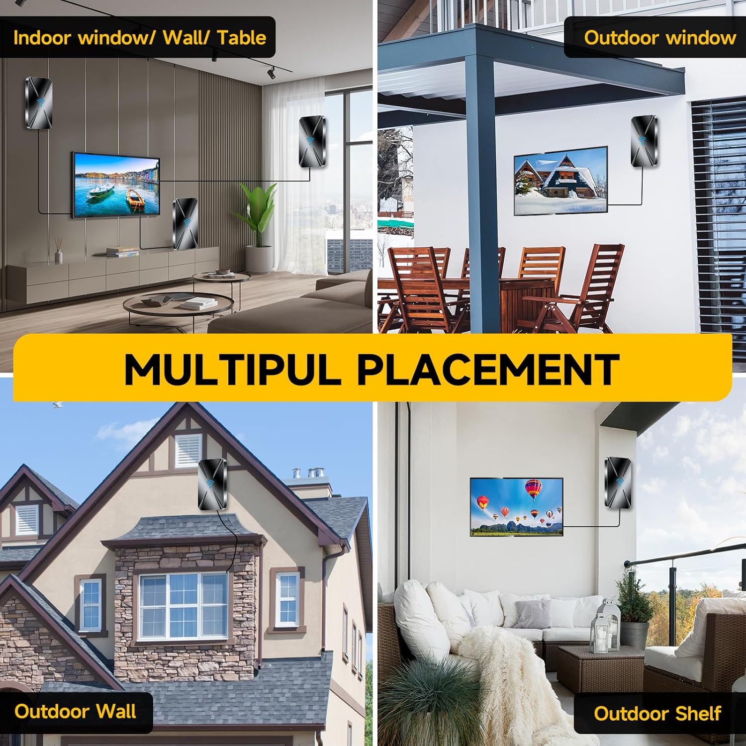 2025 Upgraded TV Antenna Indoor, 2800+ Miles Range Digital Antenna for Smart TV Indoor, HDTV Antenna for Local Channels with Amplifier, Outdoor Antenna Support 8K 4K 1080p All TVs -38FT Coax Cable - Image 2