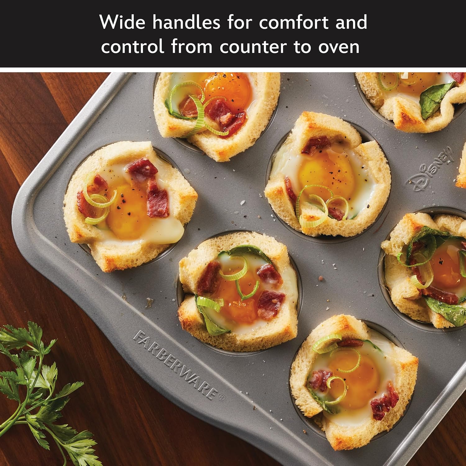 Farberware Disney Bake with Mickey Mouse Nonstick Bakeware Set/Baking Pans with Disney Home Oven Mitts, Cookie Pans, Muffin/Cupcake and Loaf Pan, 6 Piece - Black - Image 6