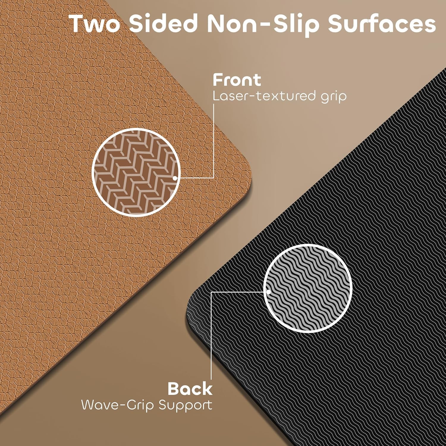 Non-slip TPE Yoga Mat for Women & Men,72"x24" Double-Sided Workout Mat for Home Gym Pilates Fitness,1/4 Inch Packable Lightweight Exercise Mat with Strap for Travel,Non Toxic Exercise Floor Mat - Image 5