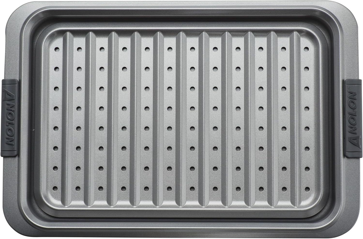 Anolon Advanced Nonstick Bakeware Set, Nonstick Cookie Sheet / Baking Sheet and Crisper Pan - 2 Piece, Graphite Gray - Image 4