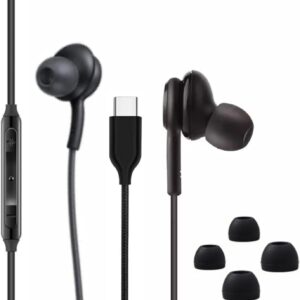 2025 New Stereo in-Ear Headphones for Samsung Galaxy Z Fold6 S24 S23 S22 S21 S20,Note 10+ – Designed with Microphone and Volume Remote Control Type-C Connector – Black