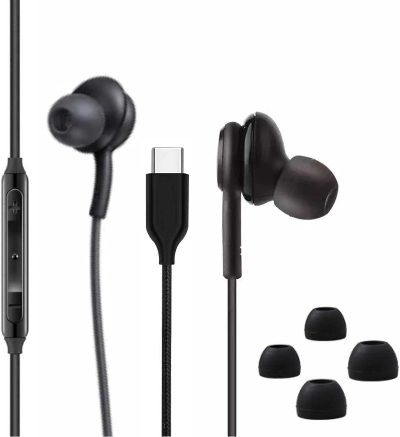 2025 New Stereo in-Ear Headphones for Samsung Galaxy Z Fold6 S24 S23 S22 S21 S20,Note 10+ - Designed with Microphone and Volume Remote Control Type-C Connector - Black