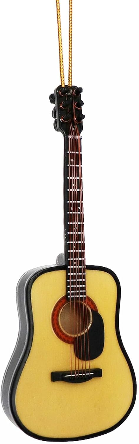 5.15" Wooden String Miniature Guitar Hanging Ornament Mini Musical Instrument Replica Music Birthday Gifts Holiday Tree Home Decoration Display Ornament Model (5.15" Acoustic Guitar)