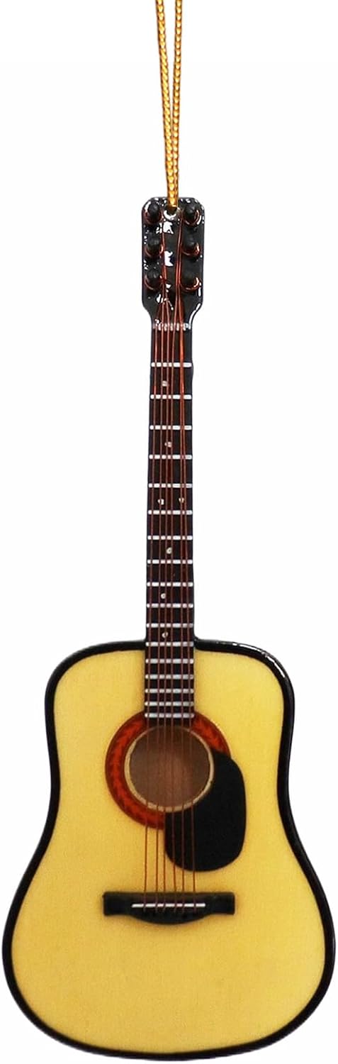 5.15" Wooden String Miniature Guitar Hanging Ornament Mini Musical Instrument Replica Music Birthday Gifts Holiday Tree Home Decoration Display Ornament Model (5.15" Acoustic Guitar) - Image 4