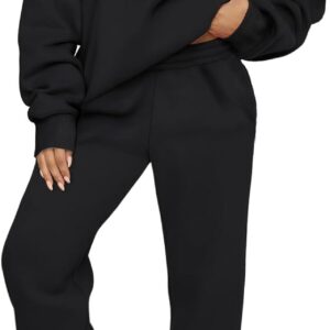 AUTOMET Women’s Sweatsuits 2 Piece Outfits Lounge Sets Long Sleeve Half Zip Pullover and Baggy Sweatpants with Pockets