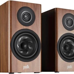 Polk Reserve R100 Bookshelf Speaker for Home Theater Audio & Home Stereo Speakers, 1″ Pinnacle Ring Tweeter & 5.25″ Turbine Woofer, Hi-Res, Dolby Atmos & IMAX Enhanced, Wall Mountable, Walnut Brown
