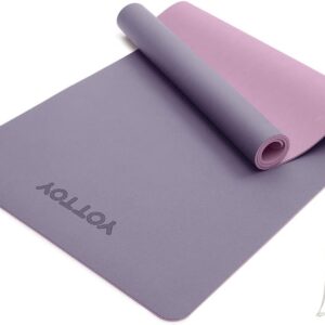 YOTTOY Yoga Mat,Non-Slip Hot Yoga Mat with Anti-Tear Design and Friendly Natural Rubber Mat with Strap and Bag