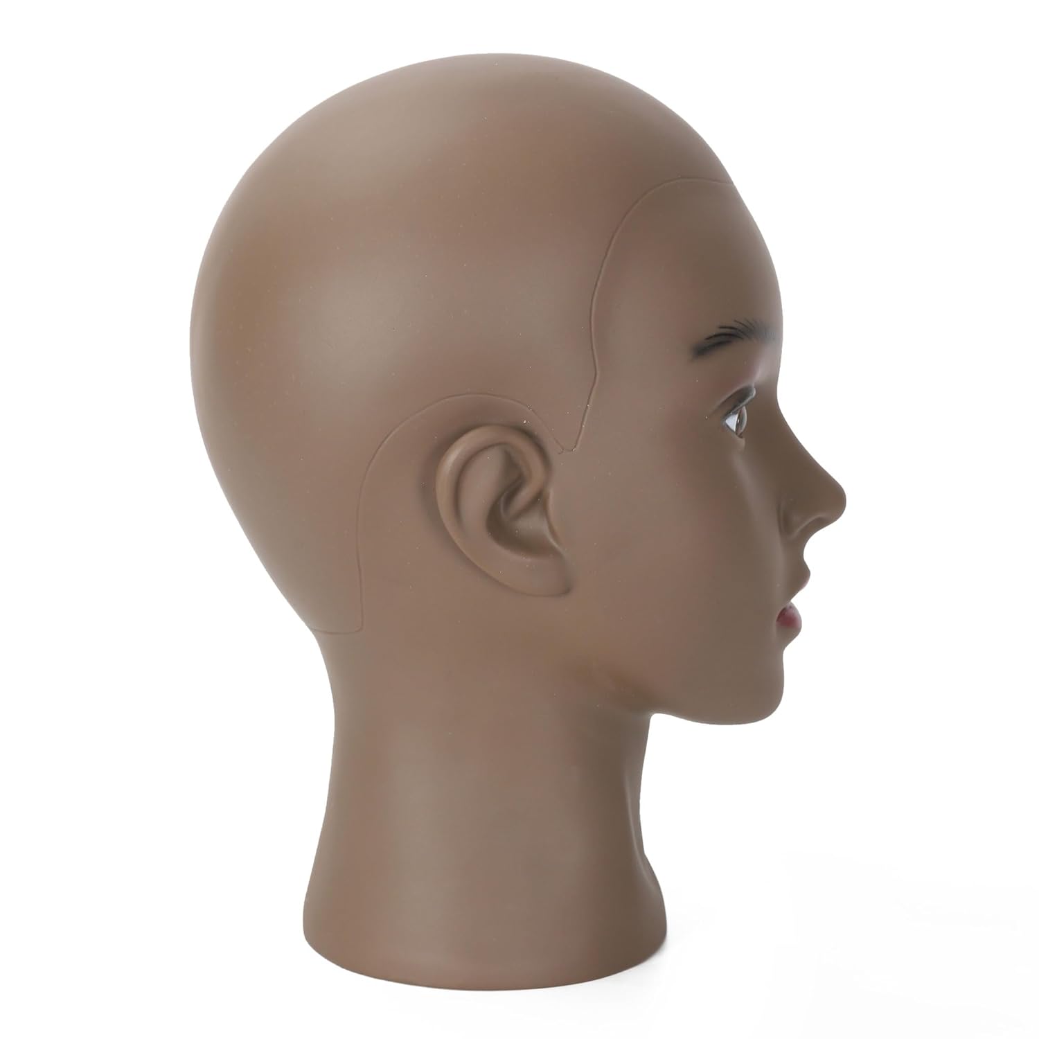 Bald Female Mannequin Head Makeup Training Head Wig Head Professional Cosmetology for Wig Making and Display Hat Helmet Glasses Display Head Model with Free Clamp Stand - Image 5