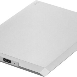 LaCie Mobile Drive, 2 TB , External Hard Drive HDD – Moon Silver, USB-C USB 3.0, With Rescue Services (STHG2000400)