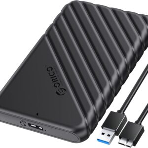 ORICO 2.5 inch External Hard Drive Enclosure USB 3.0 to SATA III for 7mm and 9.5mm SATA HDD SSD Tool Free [UASP Supported] Black (25PW1-U3)