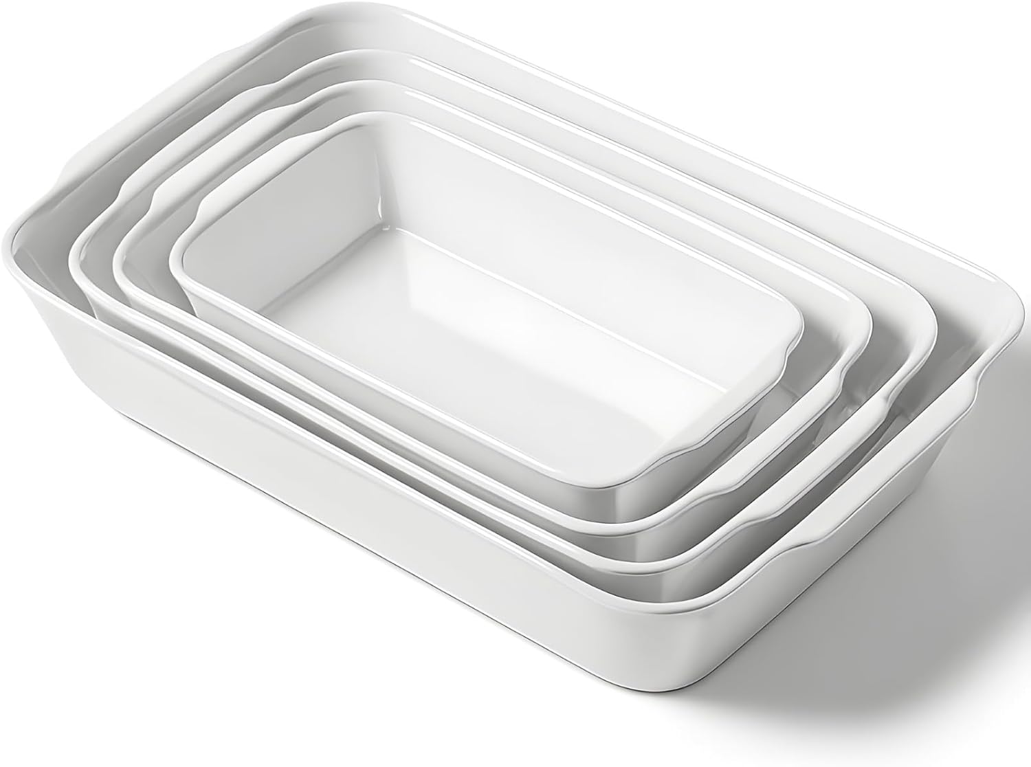 Baking Dish Set for 4, Ceramic Bakeware Sets with Handles, Casserole Dishes for Oven, Kitchen Decor, Microwave Oven Safe (1.2QT/2QT/3QT/4.2QT)