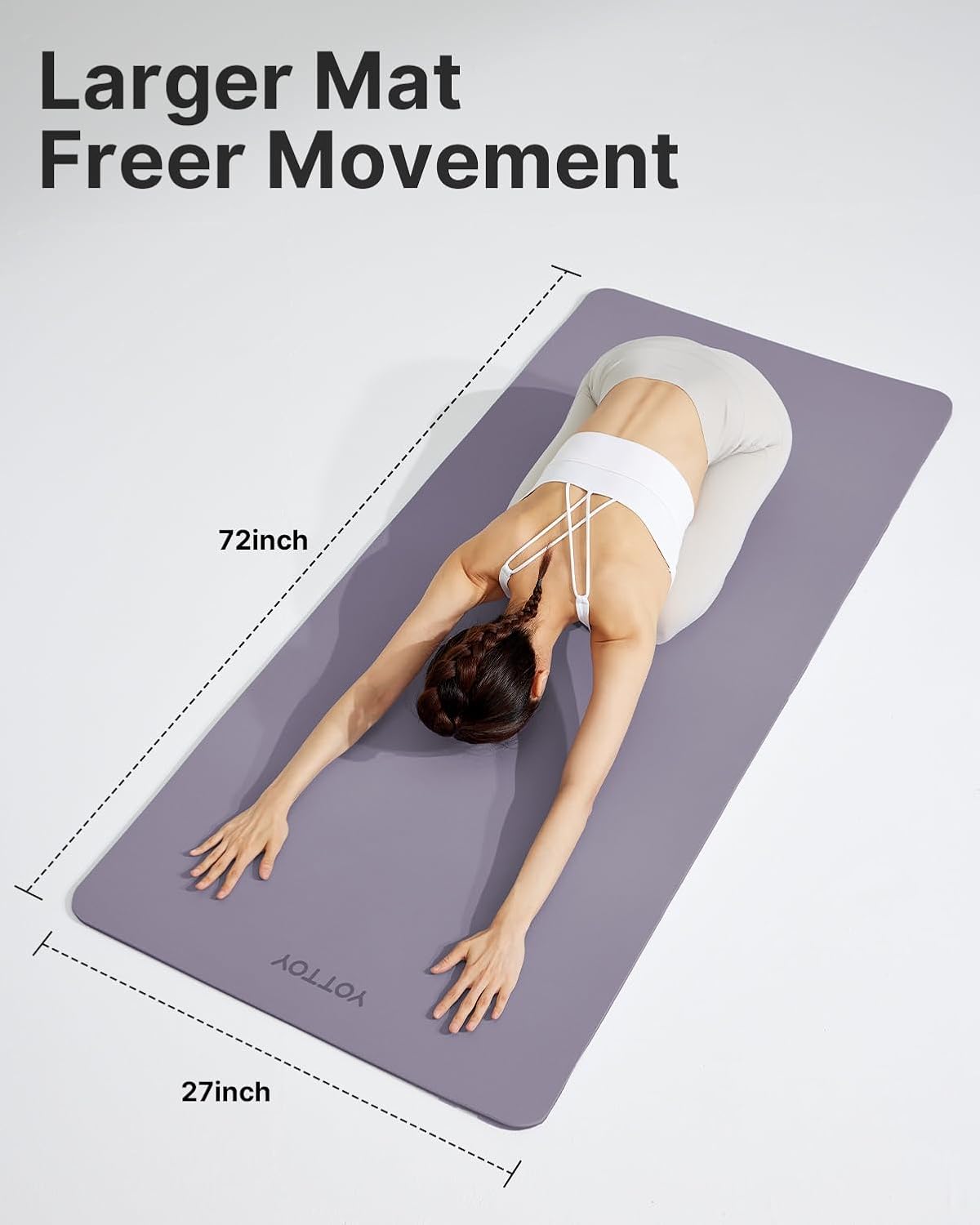 YOTTOY Yoga Mat,Non-Slip Hot Yoga Mat with Anti-Tear Design and Friendly Natural Rubber Mat with Strap and Bag - Image 6