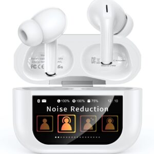 Wireless Earbuds, Bluetooth 5.4 Ear Buds with Smart Touchscreen Case, ENC Noise Cancelling Headphones with 48H Playtime, Bass Stereo Sound, Compatible with iPhone Air/17/16/15/14/Android, Pad