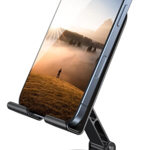 Lamicall Cell Phone Stand for Desk – [360° Rotation] Sturdy Adjustable Desktop Phone Holder, Foldable Mobile Stand, Office Desk Accessories for iPhone 17 16 15 14 Pro Max Air, Galaxy S25, Cellphones