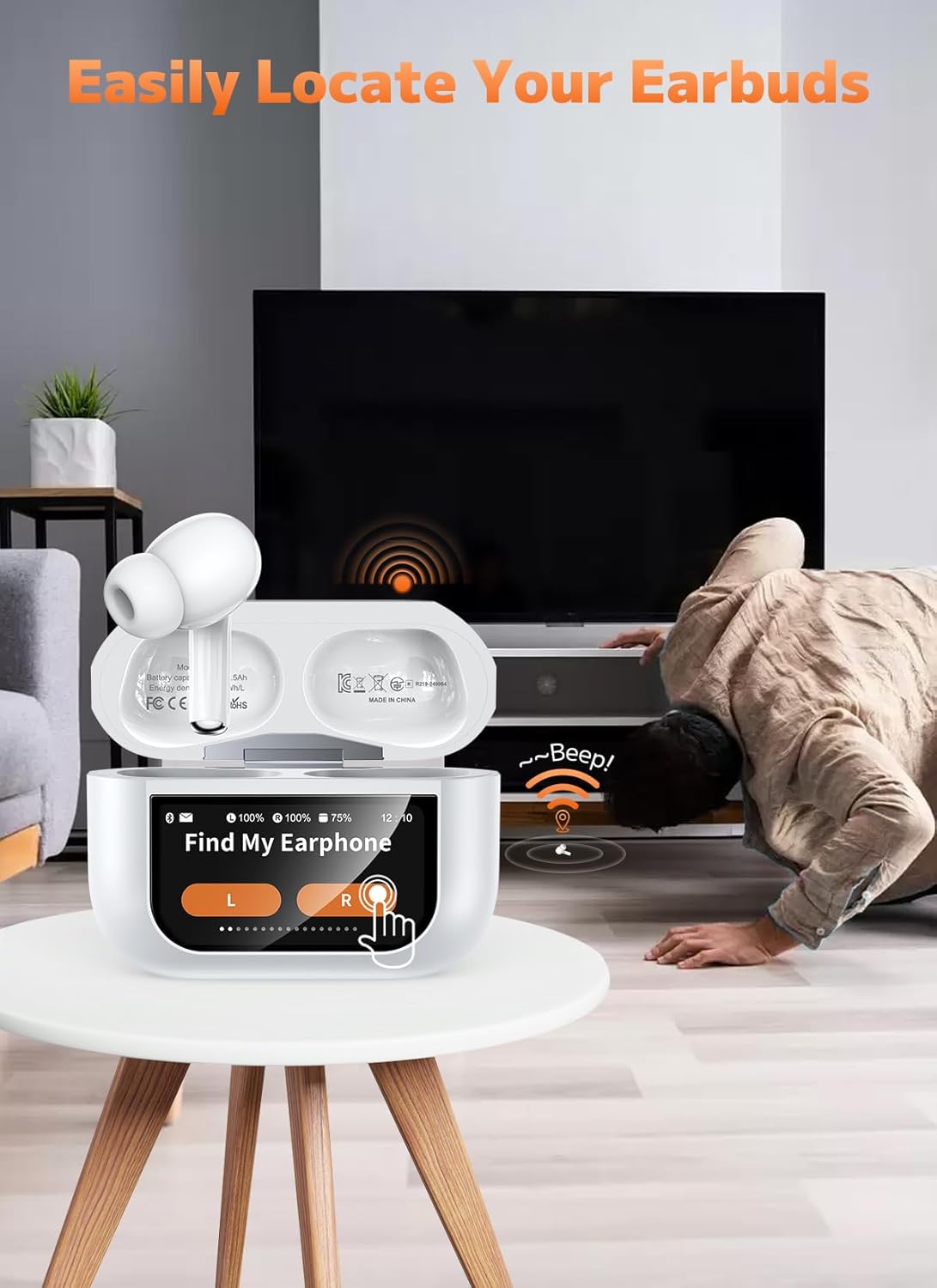 Wireless Earbuds, Bluetooth 5.4 Ear Buds with Smart Touchscreen Case, ENC Noise Cancelling Headphones with 48H Playtime, Bass Stereo Sound, Compatible with iPhone Air/17/16/15/14/Android, Pad - Image 5