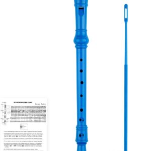 8-Hole Soprano Descant Recorder Baroque Style Kids Music Flute with Cleaning Rod & Case Bag for School Student Home Entertainment – Royal Blue